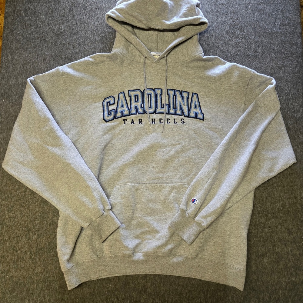 North Carolina Tar Heels Champion Hoodie Mens XL Gray Embroidered Logo UNC
